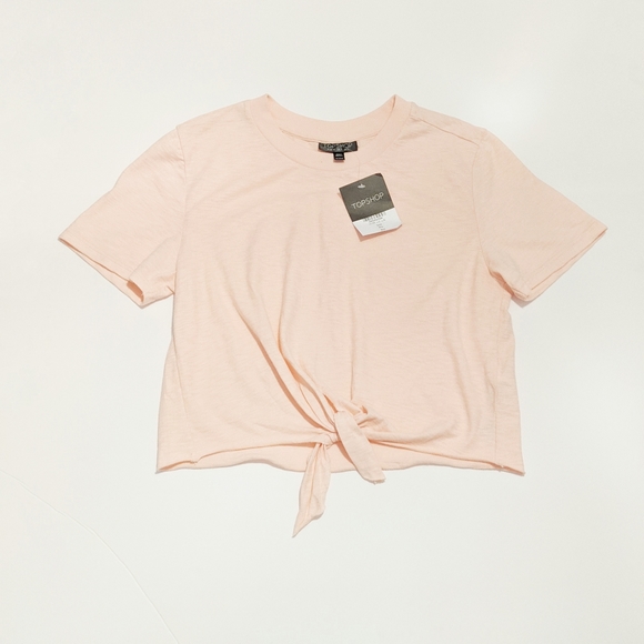 Topshop Tops - 3/$25 NWT Topshop Pink Tie Front Crop 100% Cotton